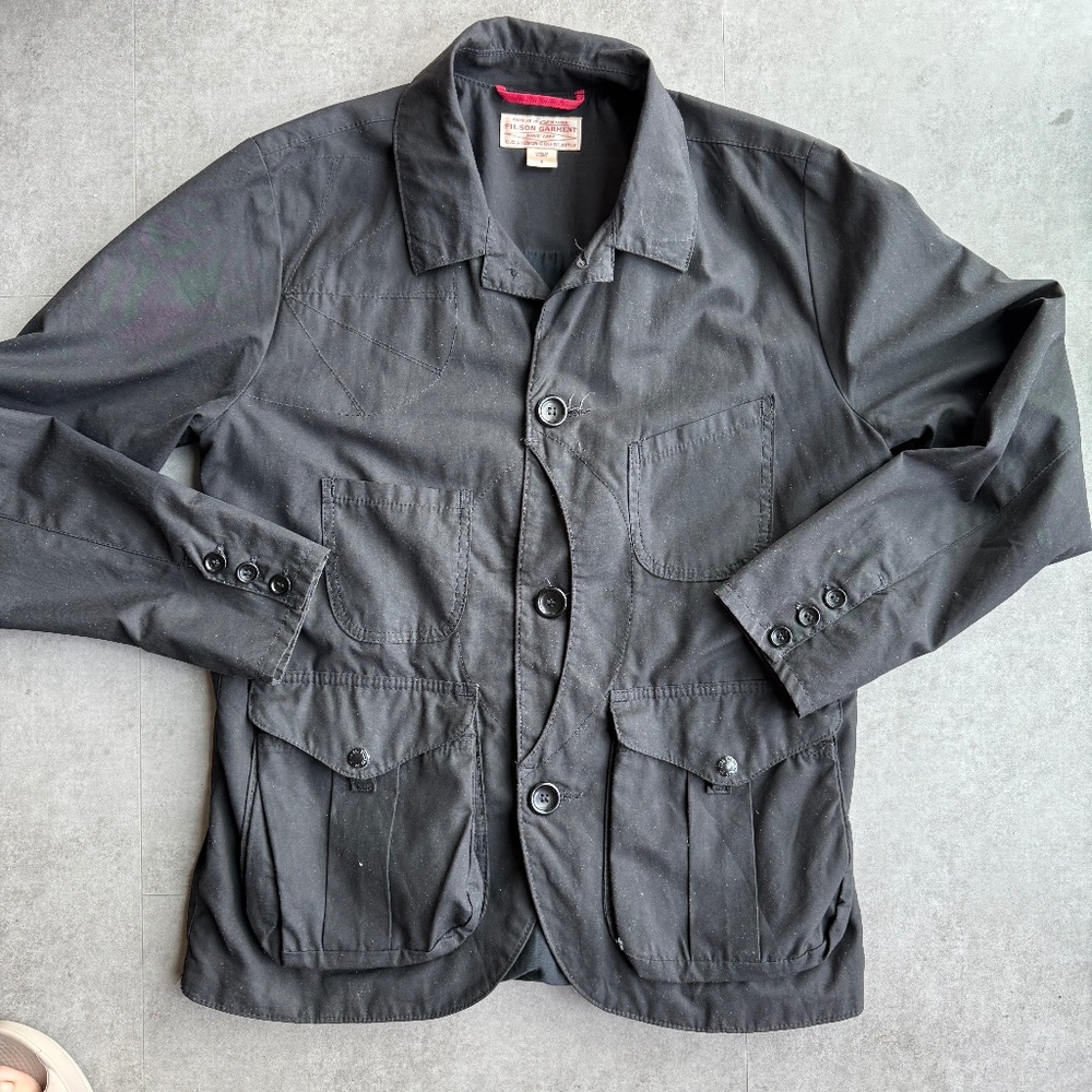 Filson Guide Jacket, Waxed jacket, black, men's S, made in the USA